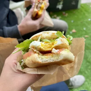 First bite, yum!!! Look at the yolk sooo jammy and good