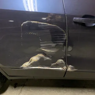 My car after the unfortunate incident with a support beam