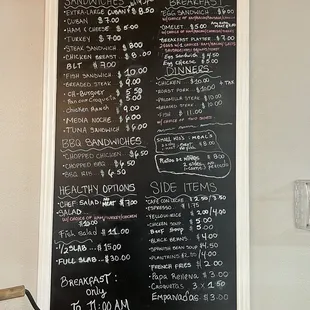Menu as of 4/2023