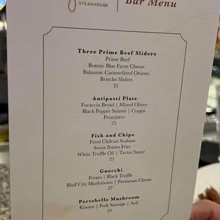 a menu for a restaurant