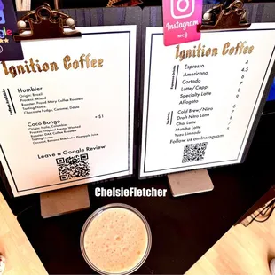 two menus on a table