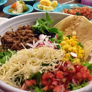 Taco salad off of the lunch menu.