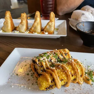 Street corn with empanadas