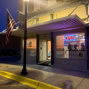 Store front. It's on the left side of main if you are going south.