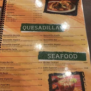 A La Carte, Quesadilla, Seafood