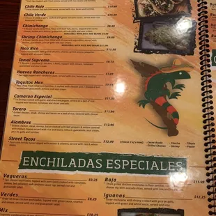 Specials and enchiladas
