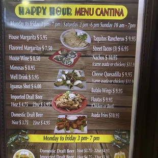 Hour Hour menu