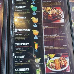 Menu - drink specials