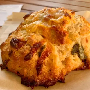 Green chili cheese biscuit. $4.25. Surprisingly sweet.