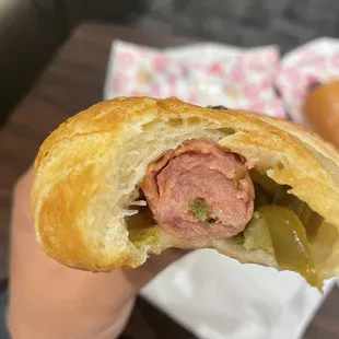 Inside jalapeño cheese sausage croissant large $3.49
