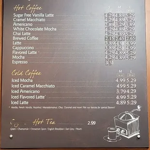 Coffee menu!