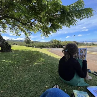 Reading tree on a hilltop