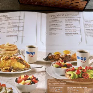 a spread of a breakfast menu