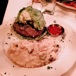 Portobello burger as lettuce wrap