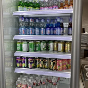 a refrigerator full of drinks