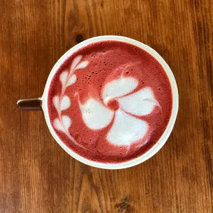 Red Velvet Latte served hot.