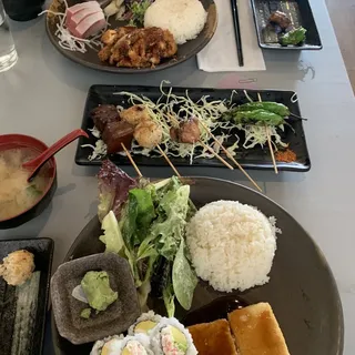 Chicken teriyaki California roll bento box