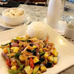 Kung Pao mixed veg ADD a side of tofu for protein.
