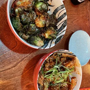 Brussel sprouts and Buffalo chicken skins