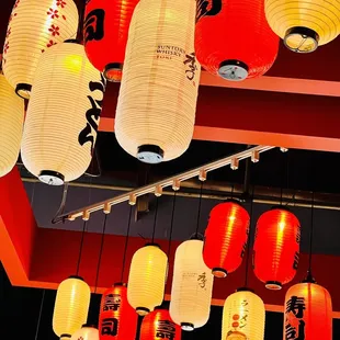 lanterns hanging from the ceiling