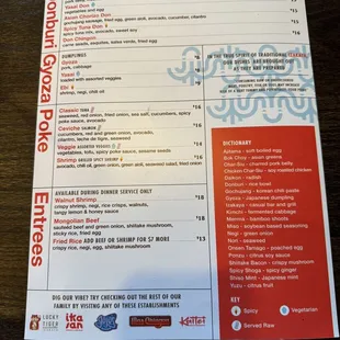 menu