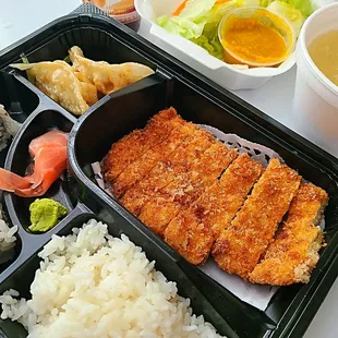 Chicken katsu lunch bento - $15 ordered on Doordash, $13.95 in person