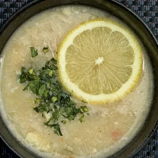 Avgolemono soup (chicken lemon rice soup)