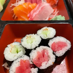 Bento maki and sashimi...