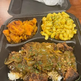 Vegan Salisbury steak dinner