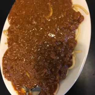 my husband had the chili and spaghetti.