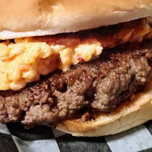 A pimento chili cheese burger