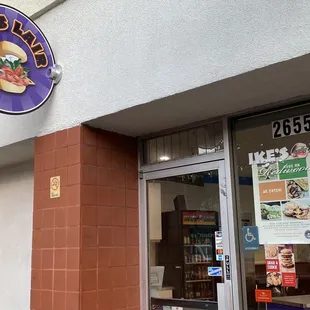 the entrance to the restaurant