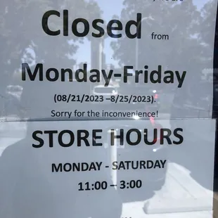 Closed this week