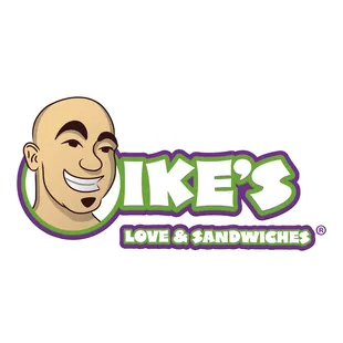 the logo for ike&apos;s love and sandwiches