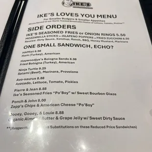 menu