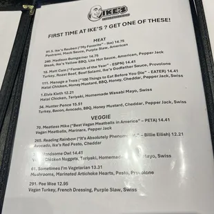 menu