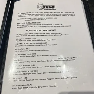 menu