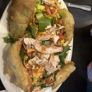 Chicken fried avacado salad, mmm