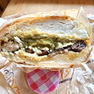 a sandwich on a wrapper