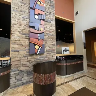 Inside, front entrance.