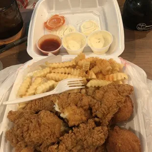 2pc Catfish, 5pc Shrimp Platter