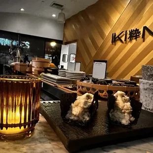 Special Roll with Halibut and a cream cheese Chipotle Drizzle