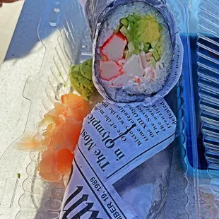 Crab sushi burrito, like a huge California roll