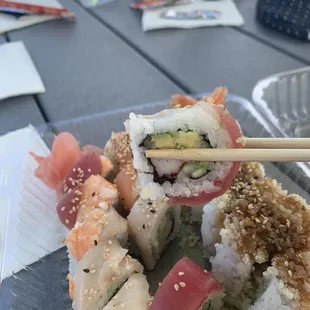 Rainbow roll and crunch roll