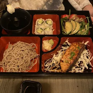 Salmon teriyaki bento box