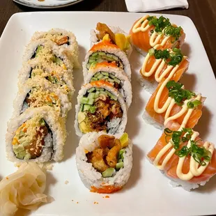 Spicy Salmon Crunchy Roll Sushi, Spider Roll Sushi, Samurai Signature Roll Sushi