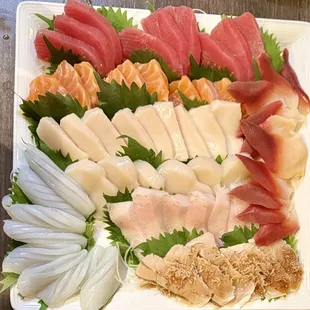 Sashimi - Tuna, Salmon, White Tuna, Scallops, Yellowtail, Squid, Arctic Surf Clam