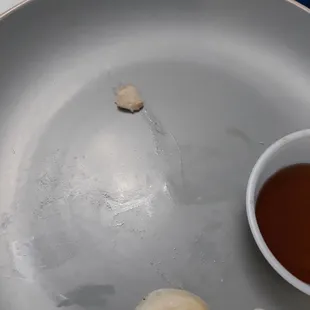 And this is a bone that almost broke my tooth in the makeshift warmed-from-frozen dumplings. Is this bone from the shrimp or the dough?