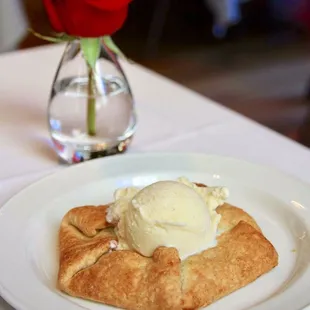 Apple galette and sour ice cream.