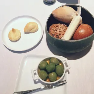 Complimentary breads and olives. Even these are amazing